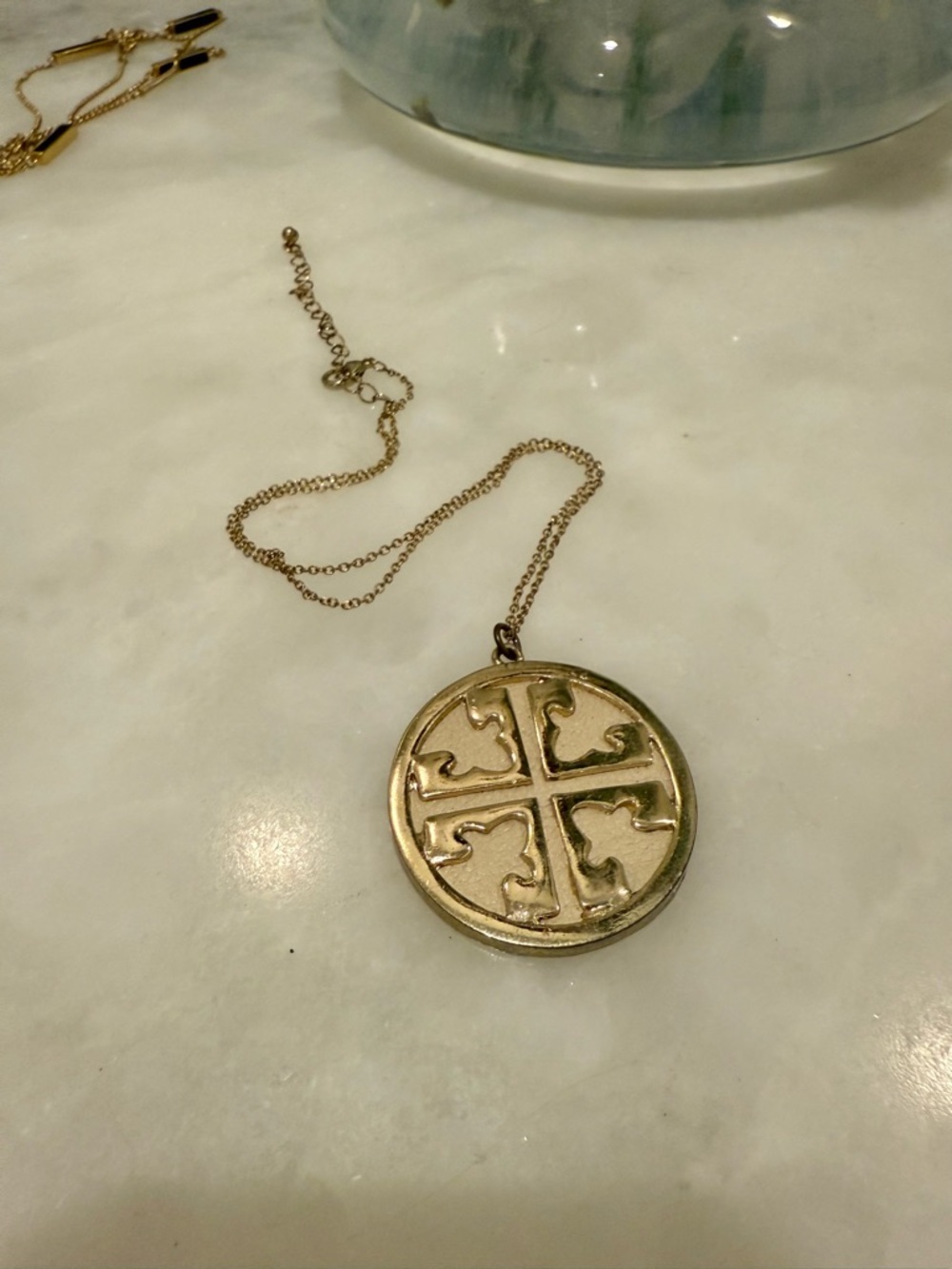 Tory Burch Gold Logo Pendant Necklace